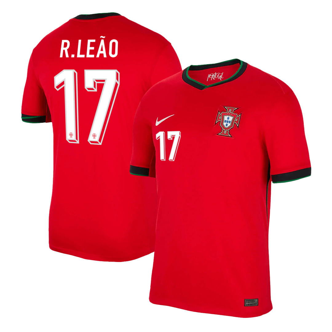 R.LEÃO #17 Portugal Home Soccer Jersey EURO - gogoalshop