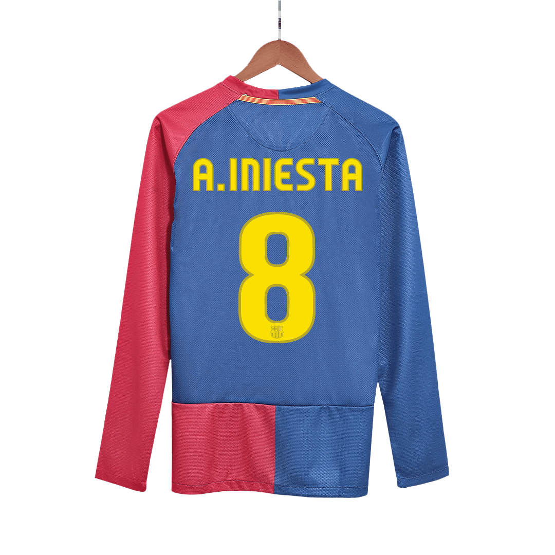 Retro Soccer Jersey A.INIESTA #8 Barcelona Home Long Sleeve 2008/09 - UCL Final - gogoalshop