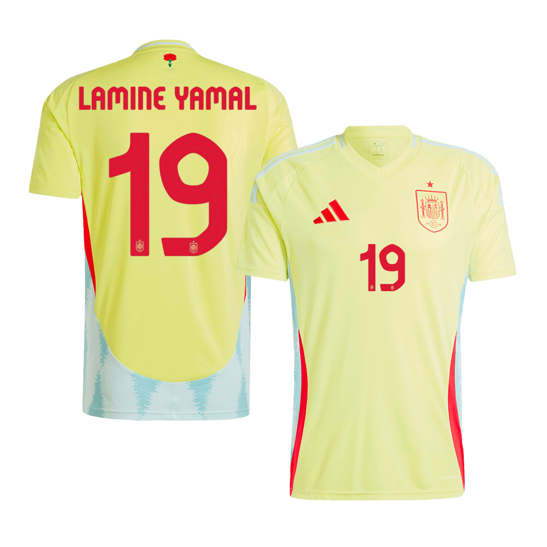 LAMINE YAMAL #19 Spain Away Soccer Jersey EURO - gogoalshop