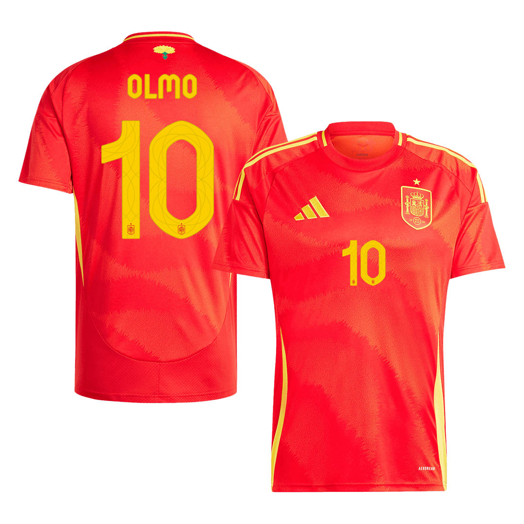 OLMO #10 Spain Home Soccer Jersey EURO - gogoalshop