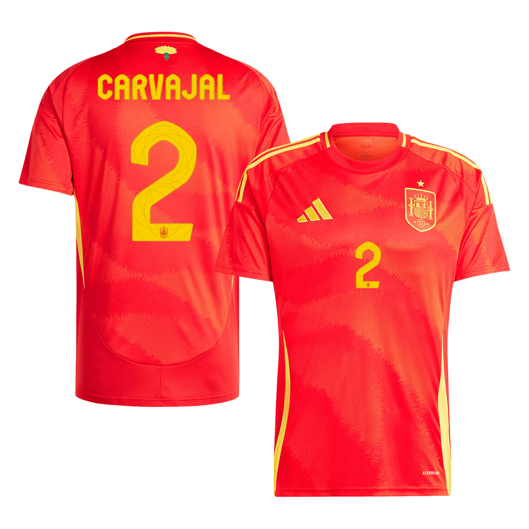 CARVAJAL #2 Spain Home Soccer Jersey EURO - gogoalshop