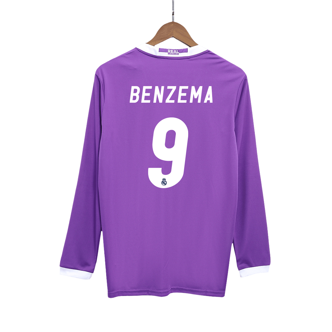 Retro Soccer Jersey BENZEMA #9 Real Madrid Away Long Sleeve 2016/17 - gogoalshop
