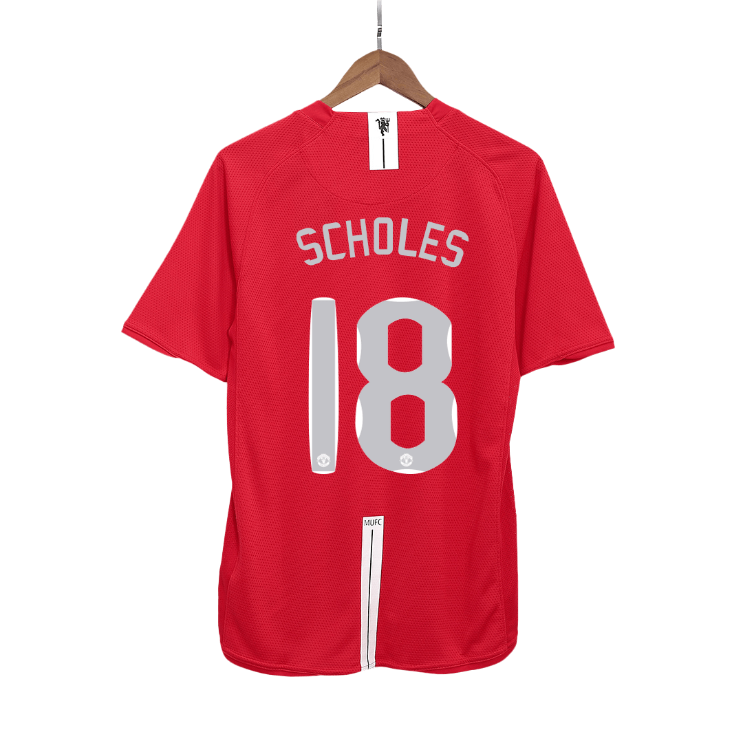 Retro Soccer Jersey SCHOLES #18 Manchester United Home 2007/08 - UCL Final - gogoalshop