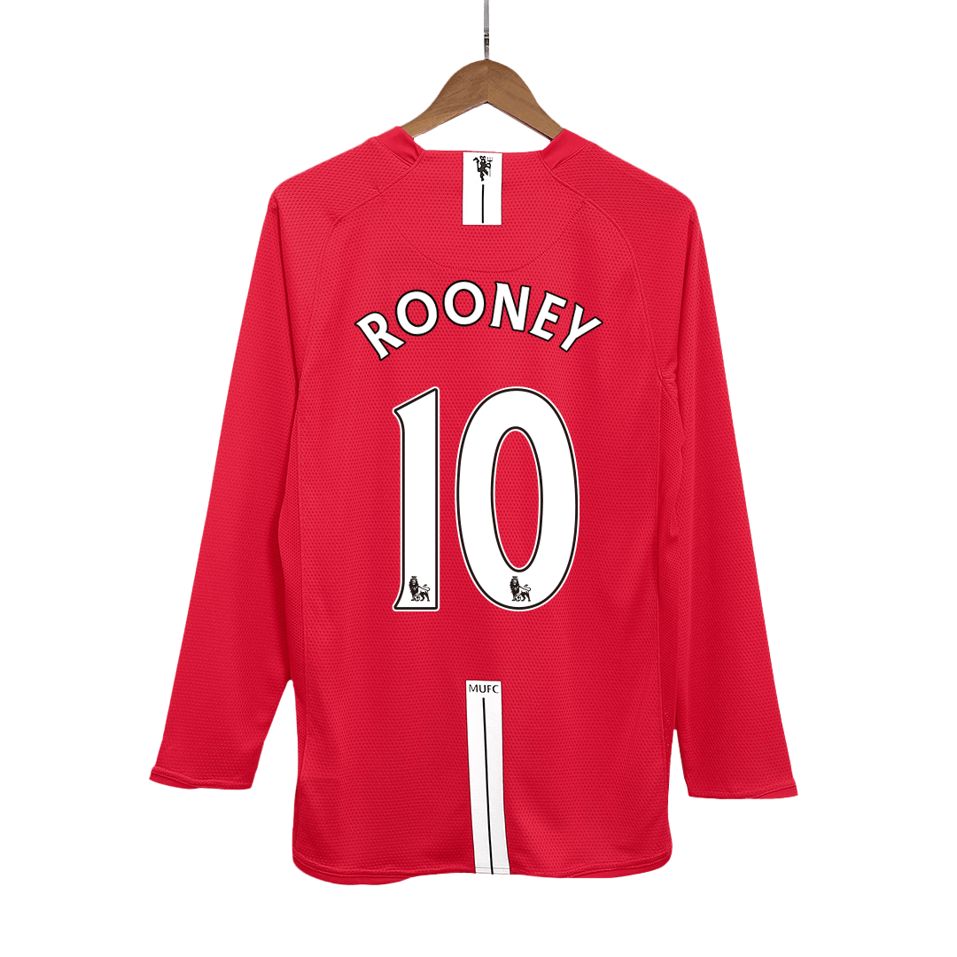 Retro Soccer Jersey ROONEY #10 Manchester United Home Long Sleeve 2007/08 - gogoalshop