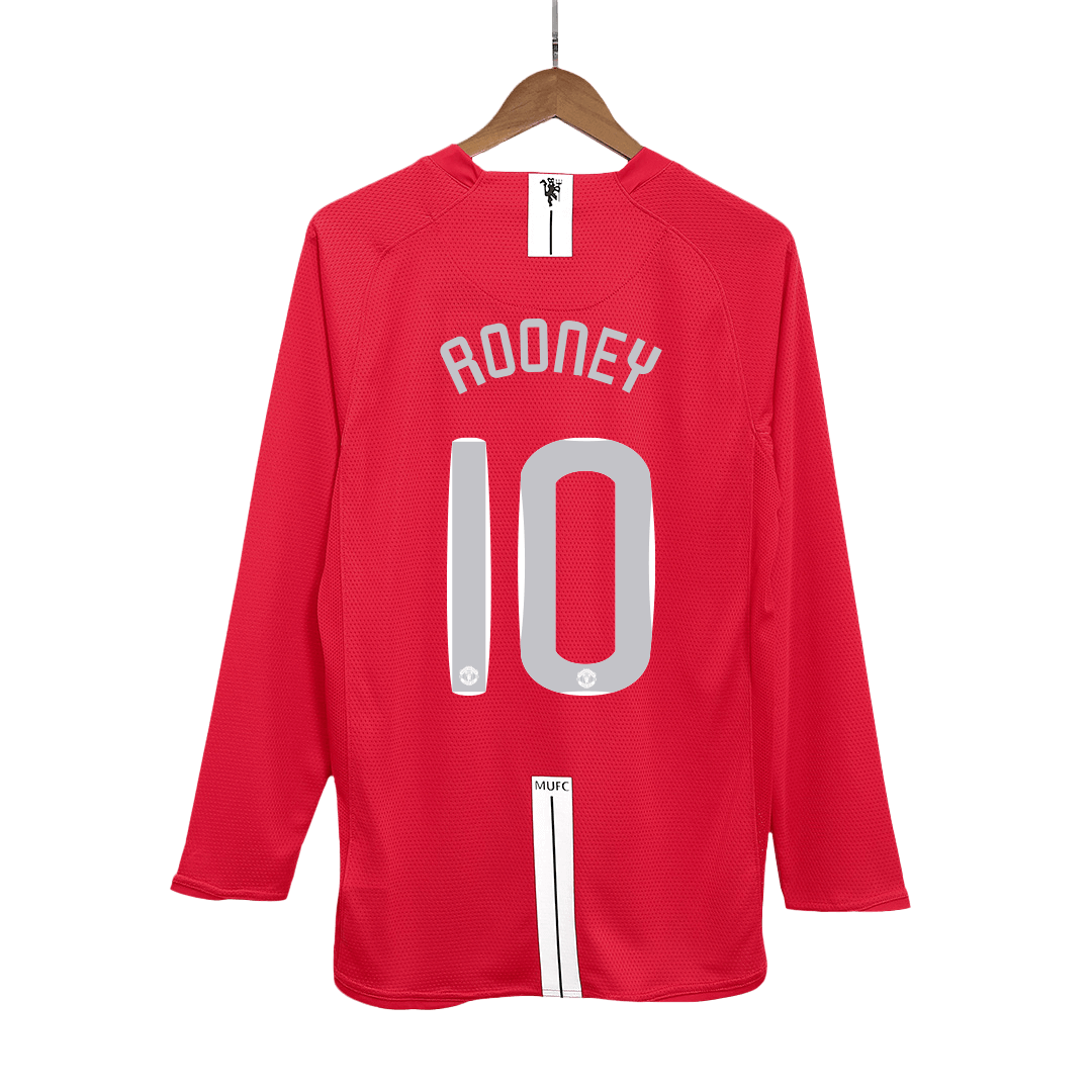 Retro Soccer Jersey ROONEY #10 Manchester United Home Long Sleeve 2007/08 - UCL Final - gogoalshop
