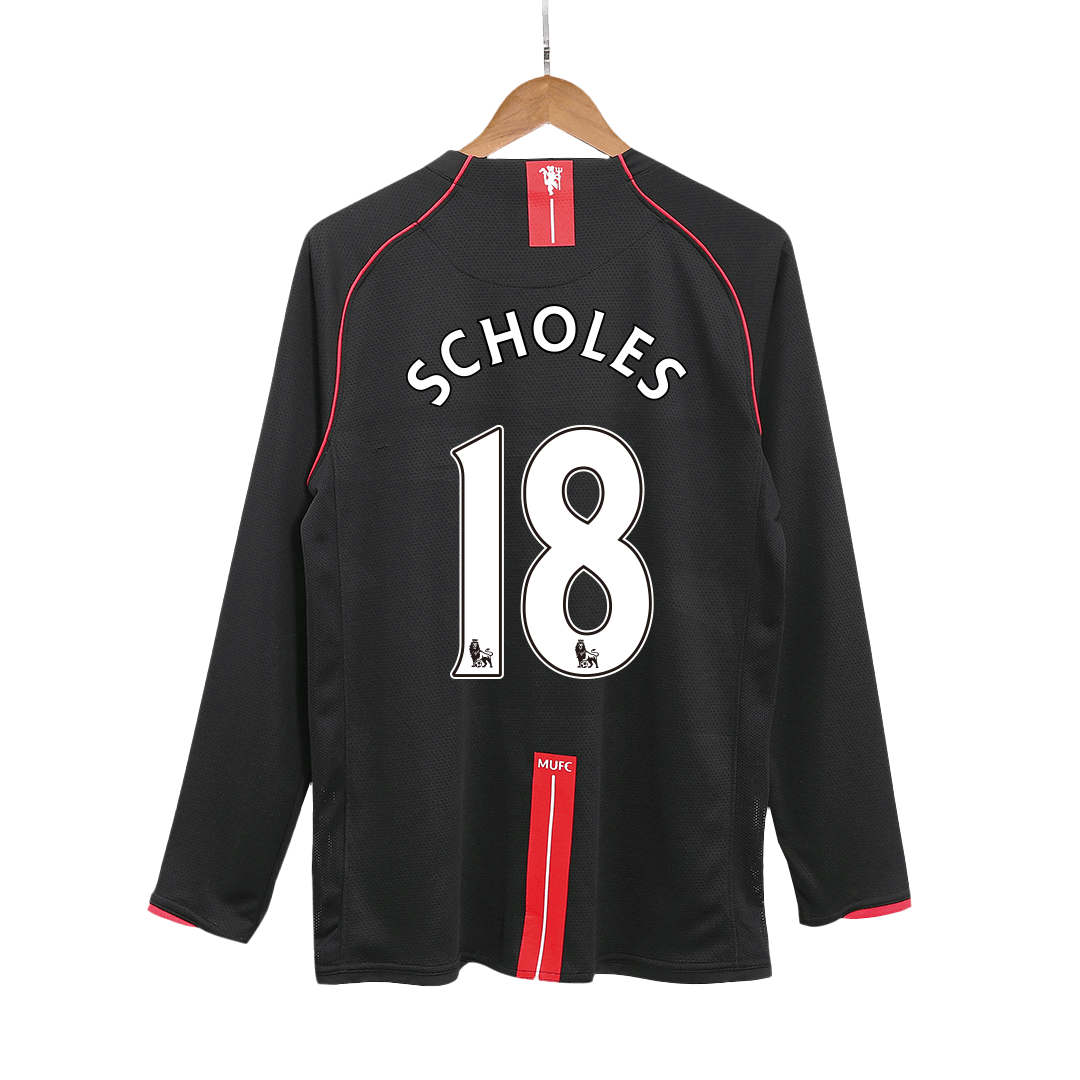 Retro Soccer Jersey SCHOLES #18 Manchester United Away Long Sleeve 2007/08 - gogoalshop