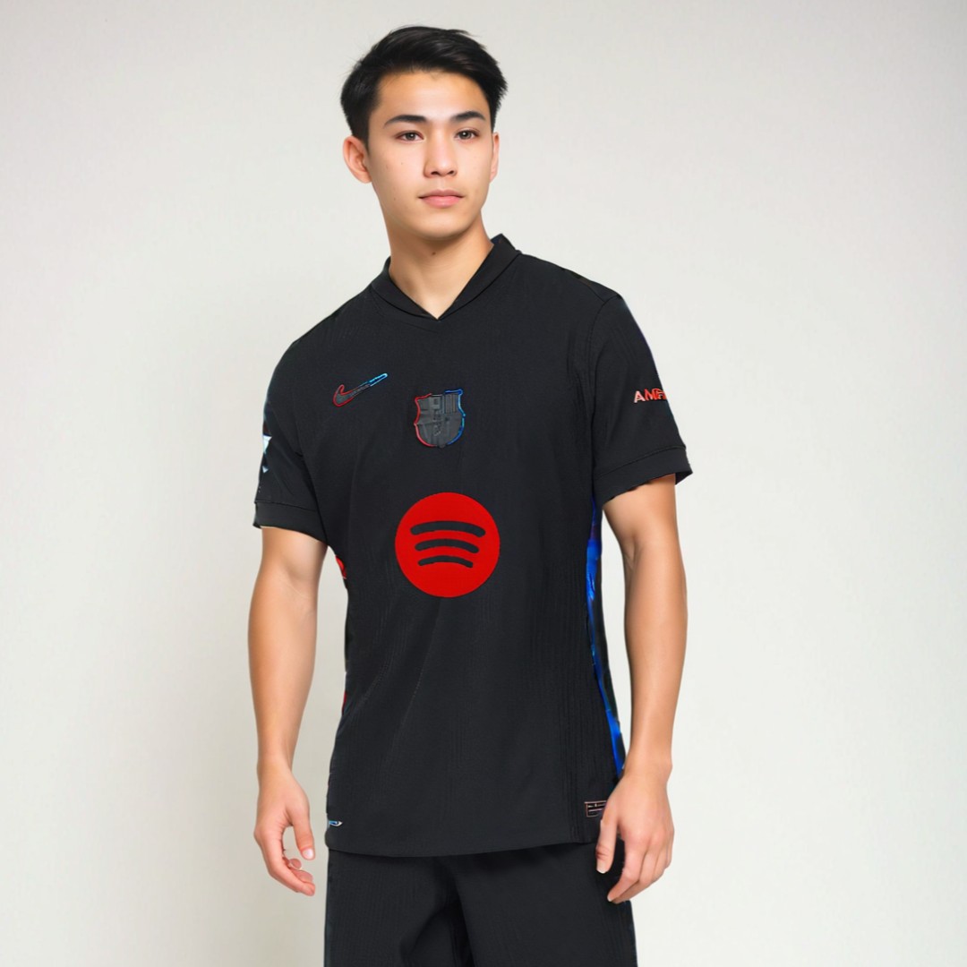 Barcelona Away Authentic Soccer Jersey - Spotify Logo Without Text - gogoalshop