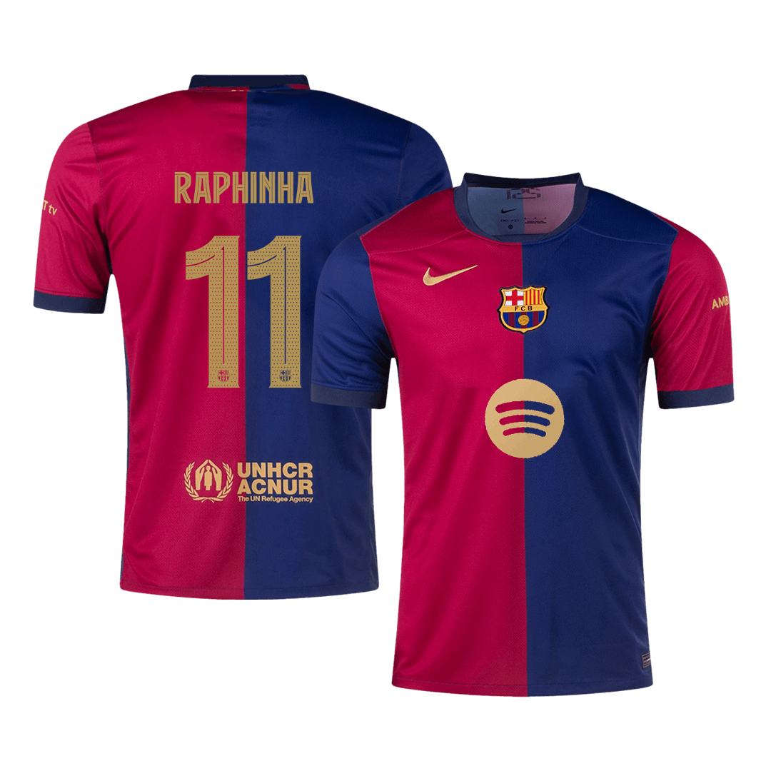 RAPHINHA #11 Barcelona Home Soccer Jersey - UCL(Spotify Logo Without Text) - gogoalshop