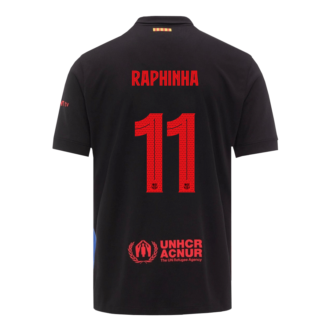RAPHINHA #11 Barcelona Away Soccer Jersey - UCL (Spotify Logo Without Text) - gogoalshop