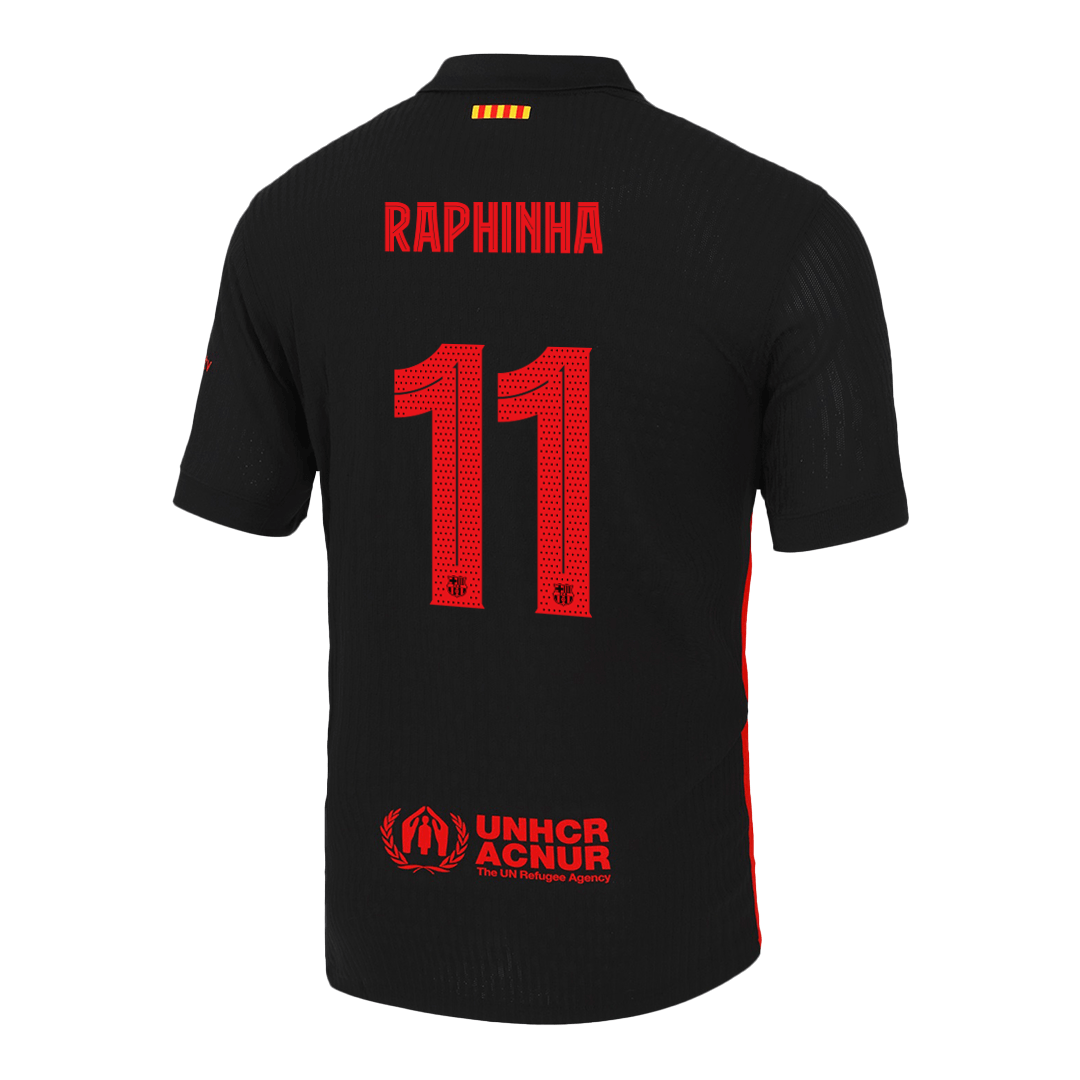RAPHINHA #11 Barcelona Away Authentic Soccer Jersey - UCL (Spotify Logo Without Text) - gogoalshop