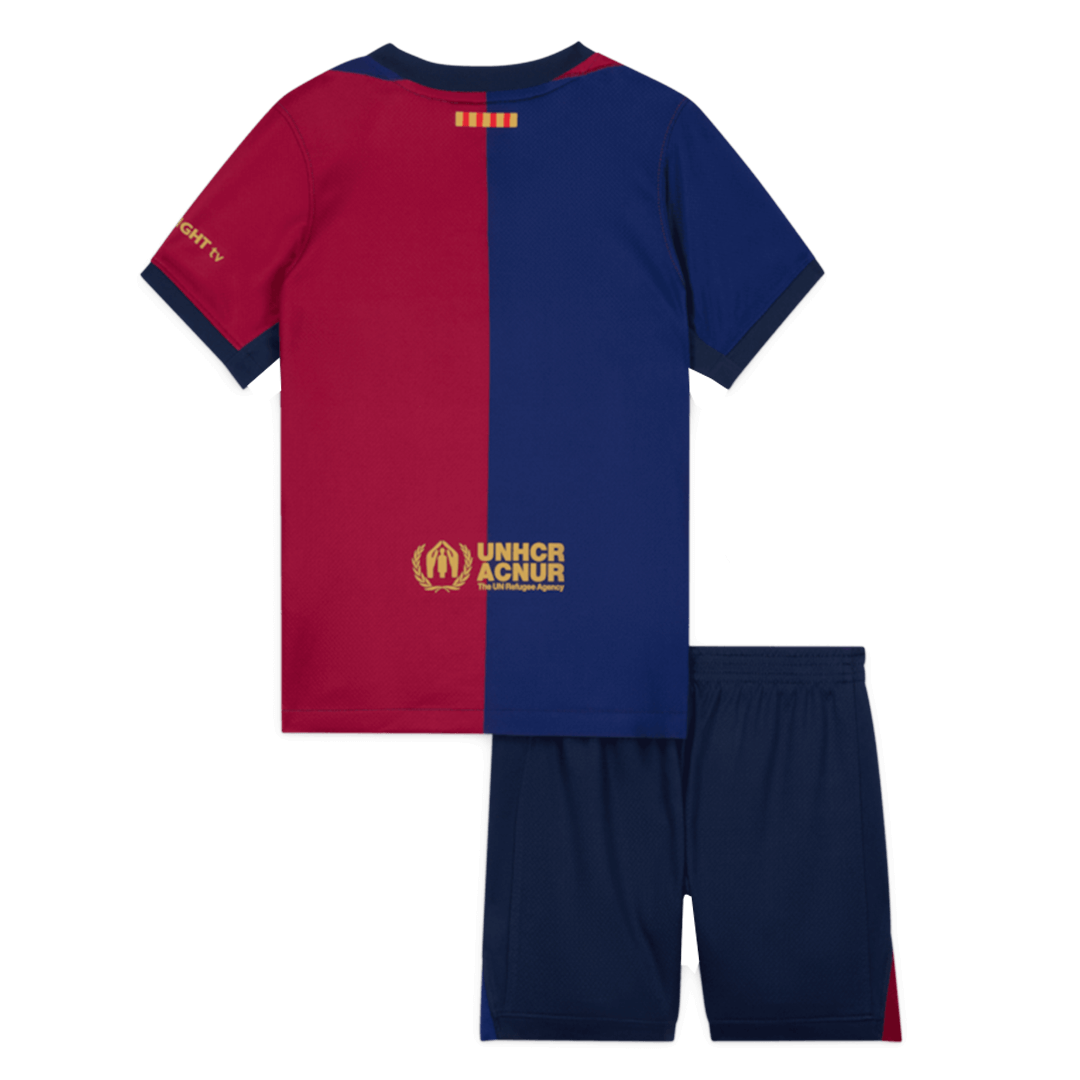 Barcelona Home Kids Soccer Jerseys Kit Spotify Logo Without Text - gogoalshop