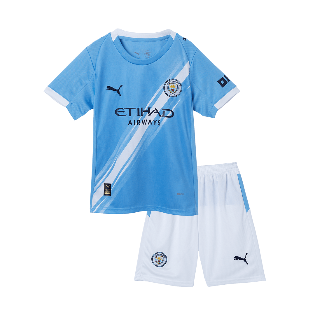 Manchester City Home Kids Soccer Jerseys Kit 2025/26 - gogoalshop