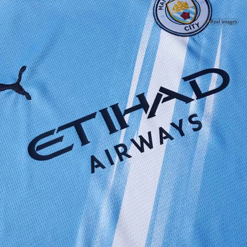 Manchester City Home Kids Soccer Jerseys Kit 2025/26 with Blue available at gogoalshop