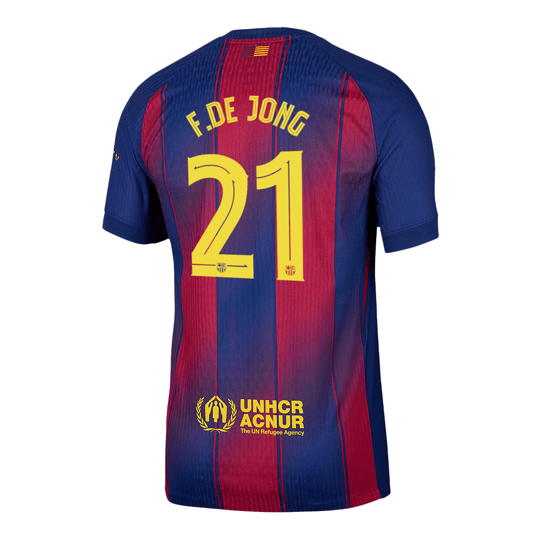 F.DE JONG #21 Barcelona Home Authentic Soccer Jersey 2025/26 - UCL - gogoalshop