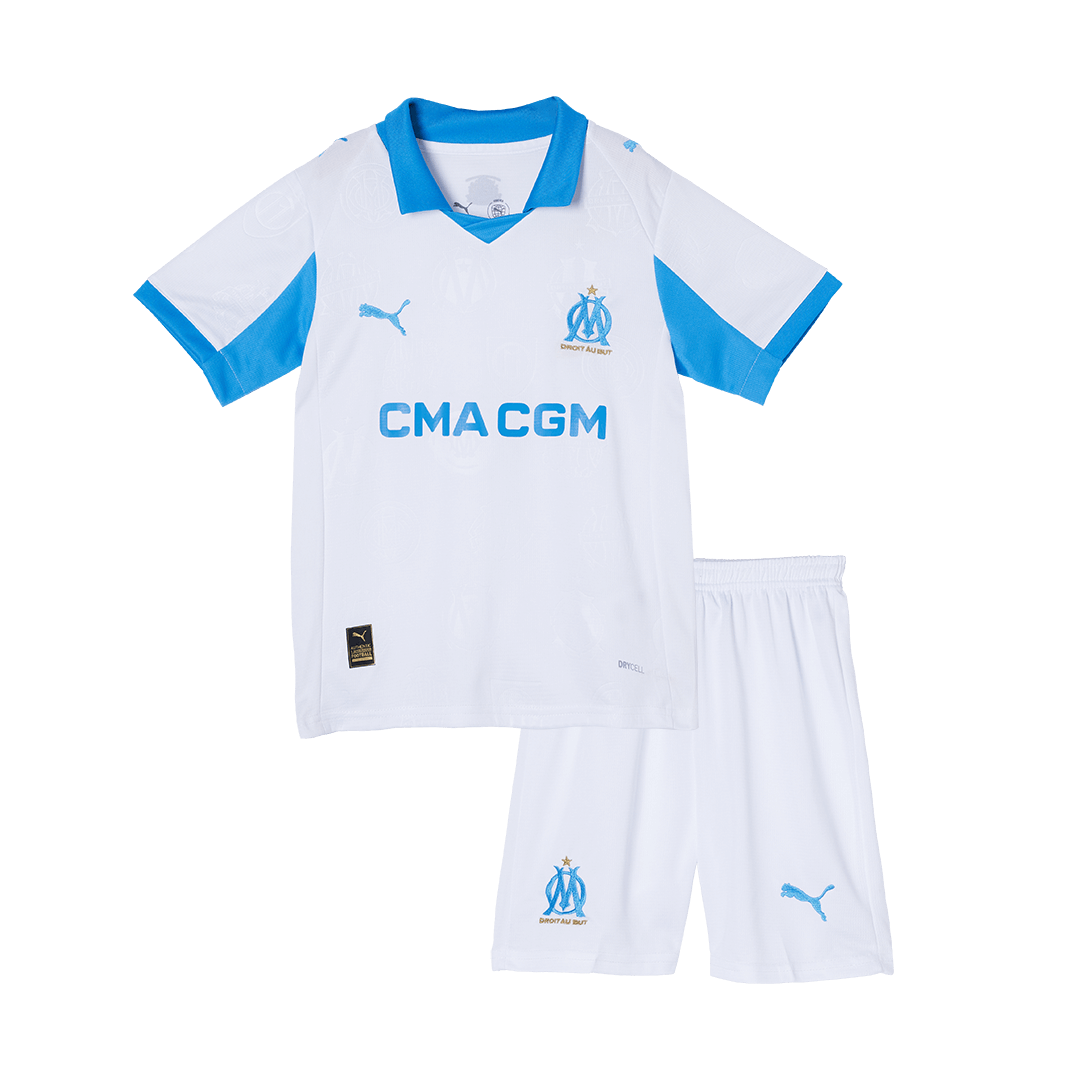Marseille Home Kids Soccer Jerseys Kit 2025/26 - gogoalshop