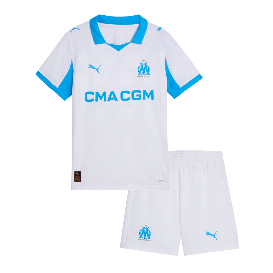 Marseille Home Kids Soccer Jerseys Kit 2025/26 - gogoalshop