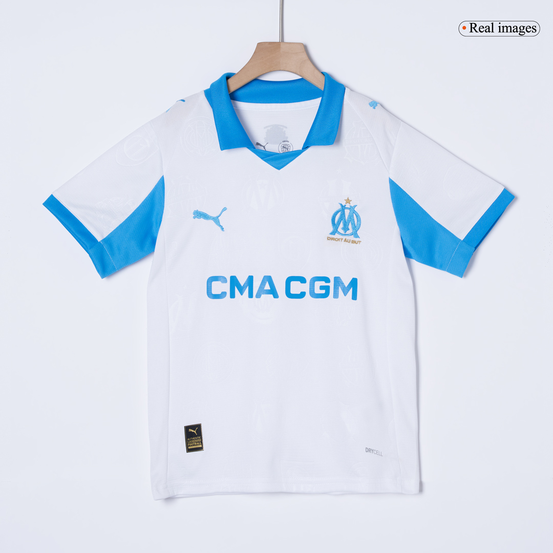 Marseille Home Kids Soccer Jerseys Kit 2025/26 - gogoalshop