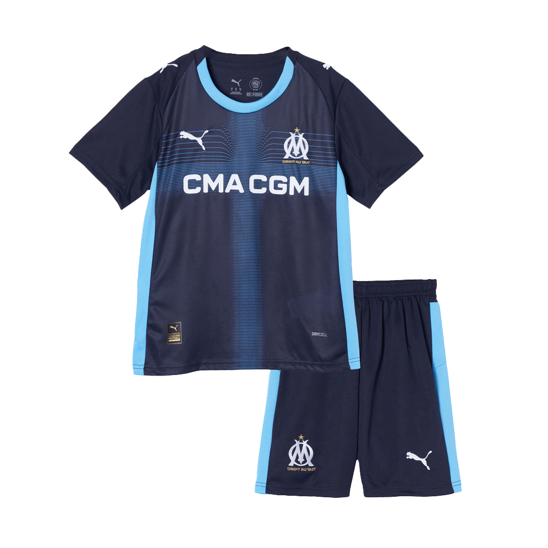 Marseille Away Kids Soccer Jerseys Kit 2025/26 - gogoalshop