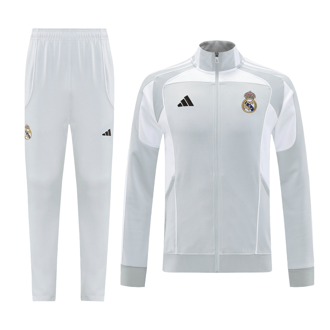 Real Madrid Home Jacket Tracksuit 2025/26 Gray - gogoalshop