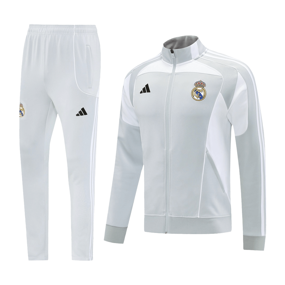 Real Madrid Home Jacket Tracksuit 2025/26 Gray - gogoalshop