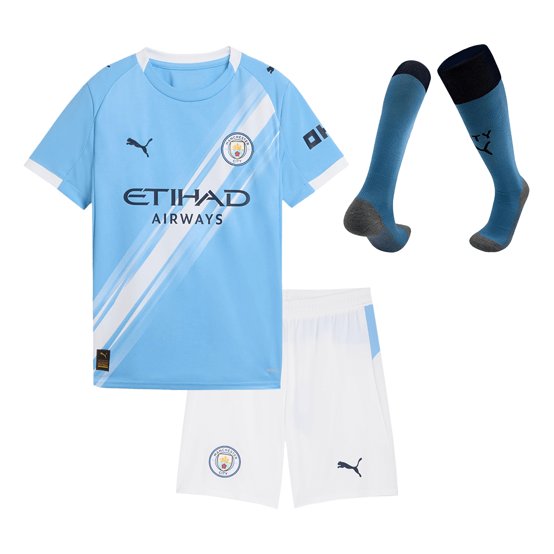Manchester City Home Kids Soccer Jerseys Full Kit 2025/26 - gogoalshop