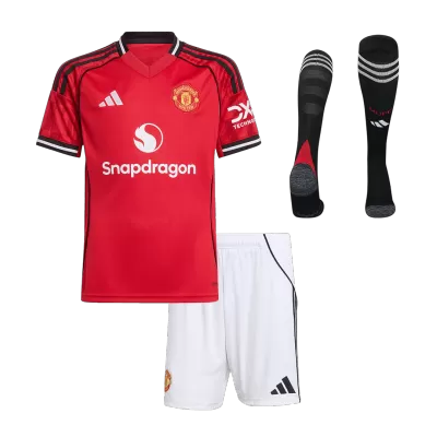 Manchester United Home Kids Soccer Jerseys Full Kit 2025/26 - gogoalshop