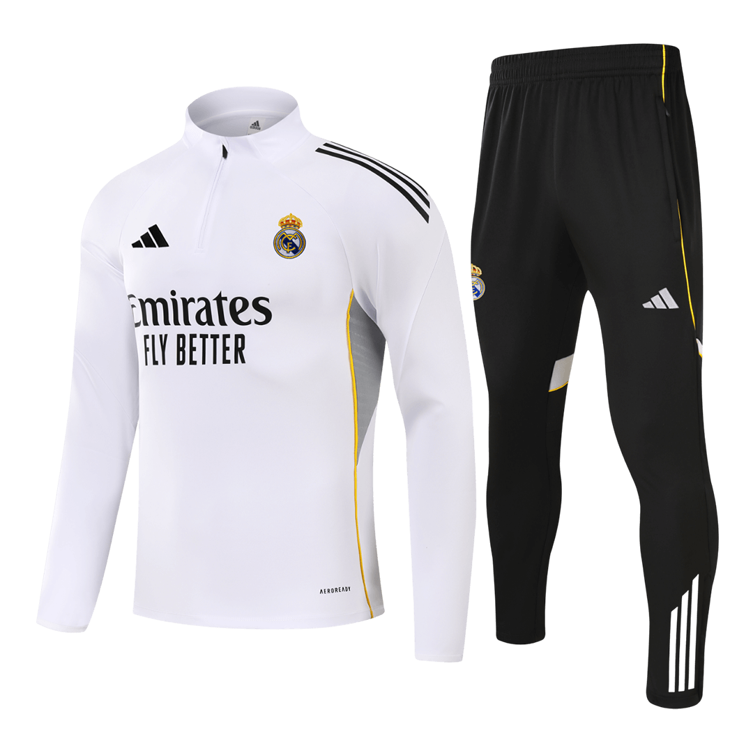 Real Madrid 1/4 Zip Tracksuit 2025/26 White - gogoalshop