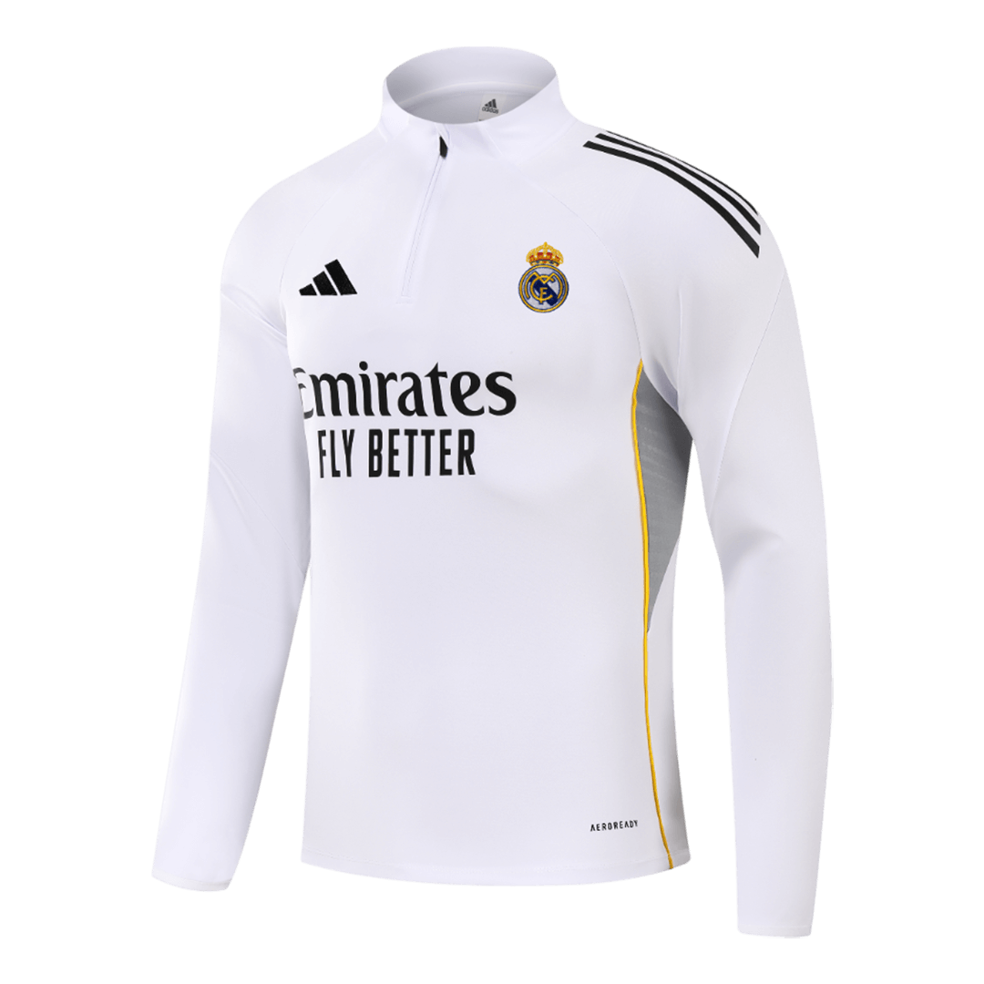 Real Madrid 1/4 Zip Tracksuit 2025/26 White - gogoalshop