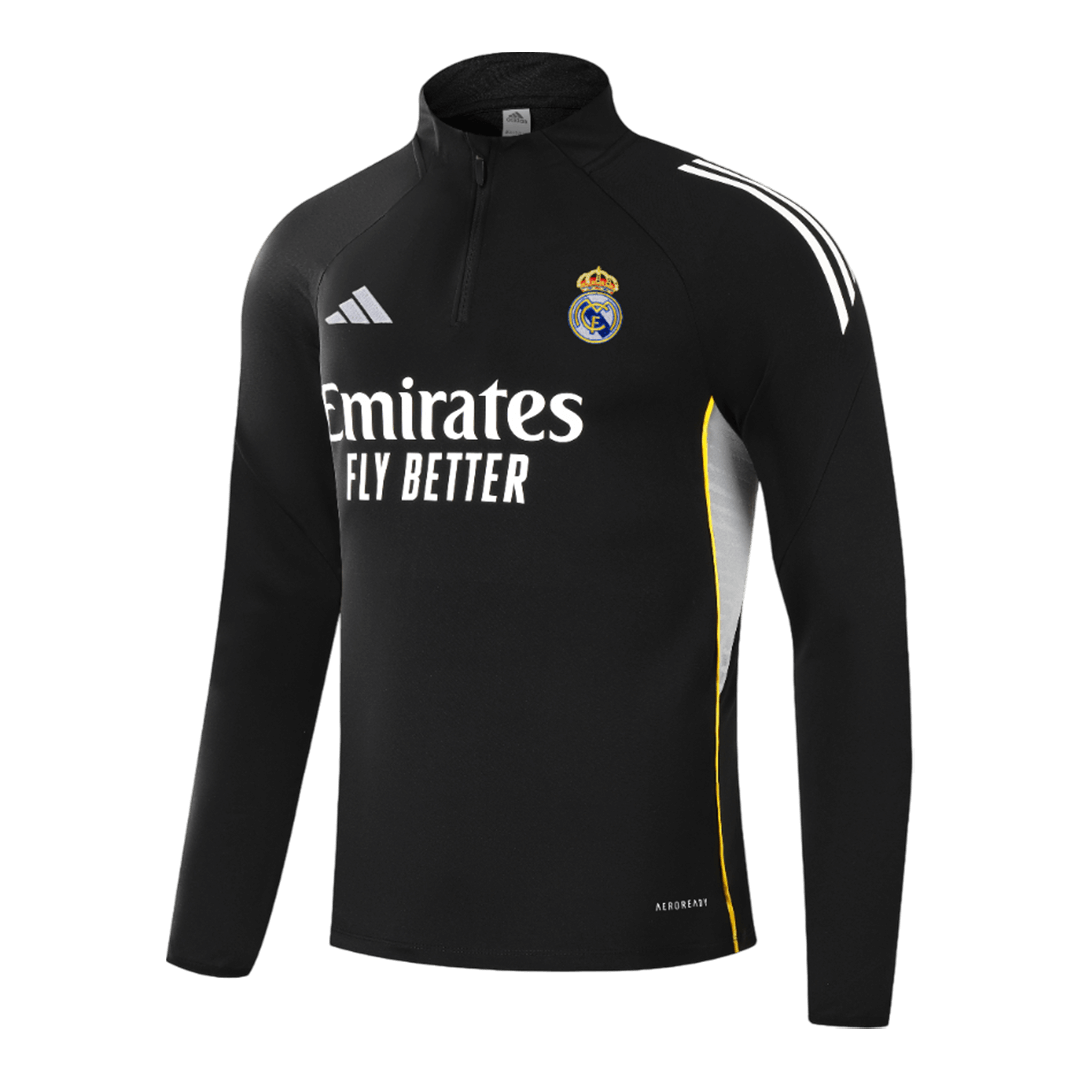 Real Madrid 1/4 Zip Tracksuit 2025/26 Kids Black - gogoalshop