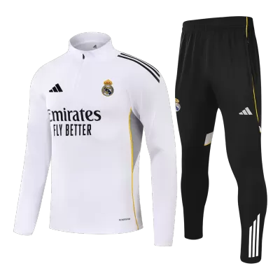 Real Madrid 1/4 Zip Tracksuit 2025/26 Kids White - gogoalshop