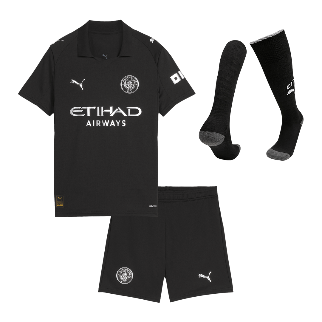 Manchester City Away Kids Soccer Jerseys Full Kit 2025/26 - gogoalshop