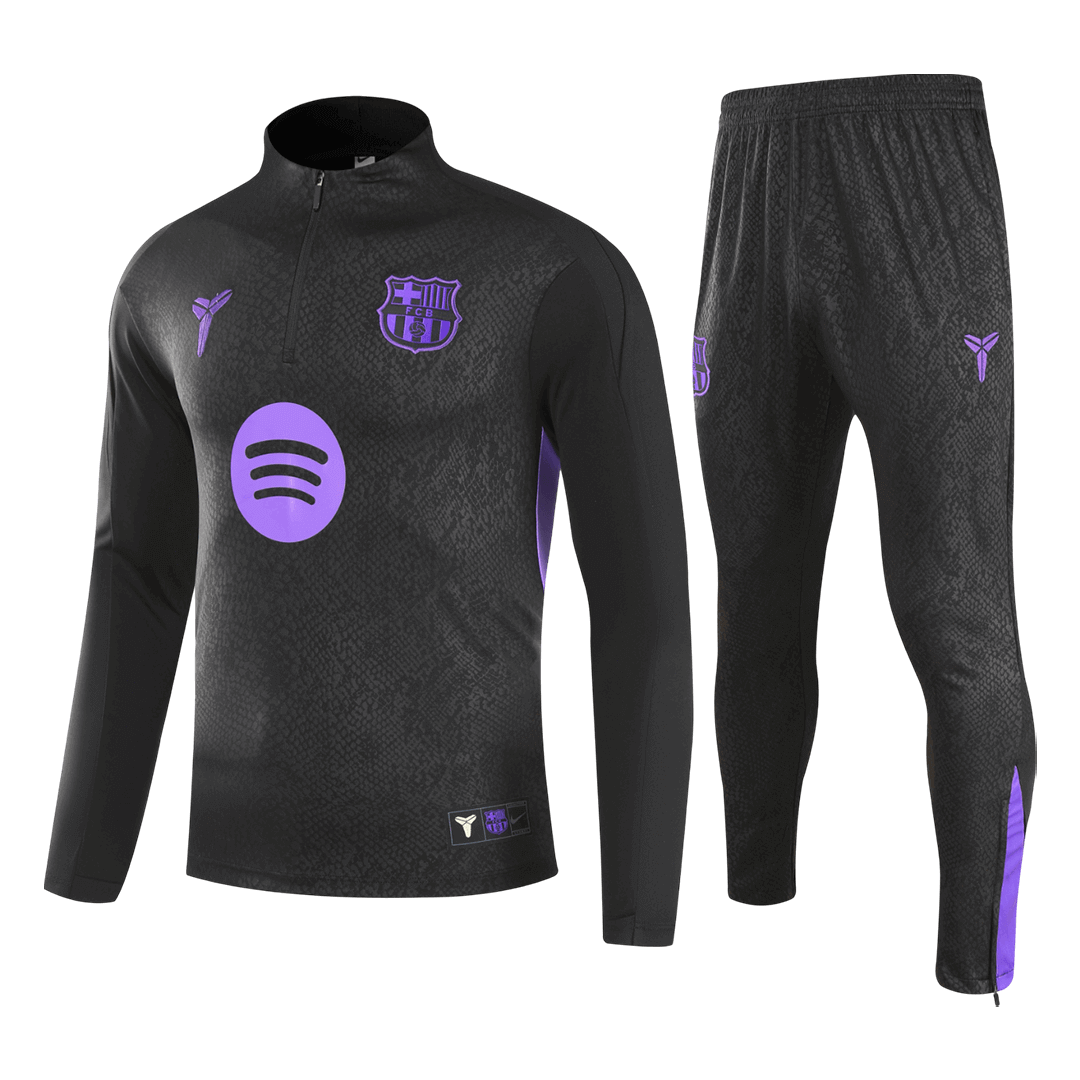 Barcelona 1/4 Zip Tracksuit 2025/26 Kids Black - gogoalshop