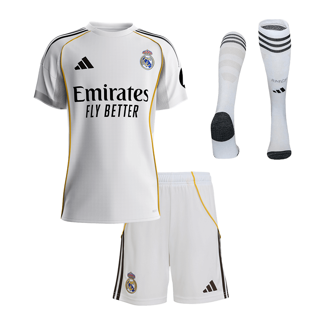 Real Madrid Home Kids Soccer Jerseys Full Kit 2025/26 - gogoalshop