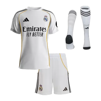 Real Madrid Home Kids Soccer Jerseys Full Kit 2025/26 - gogoalshop