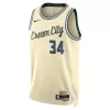 Unisex Milwaukee Bucks Giannis Antetokounmpo #34 Cream Swingman Jersey 2025/26 - City Edition - gogoalshop