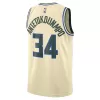 Unisex Milwaukee Bucks Giannis Antetokounmpo #34 Cream Swingman Jersey 2025/26 - City Edition - gogoalshop