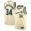 Unisex Milwaukee Bucks Giannis Antetokounmpo #34 Cream Swingman Jersey 2025/26 - City Edition - gogoalshop