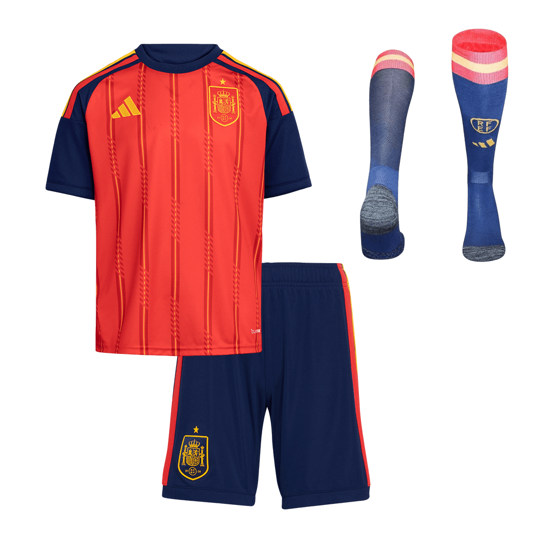 Spain Home World Cup Kids Soccer Jerseys Full Kit 2026 - gogoalshop