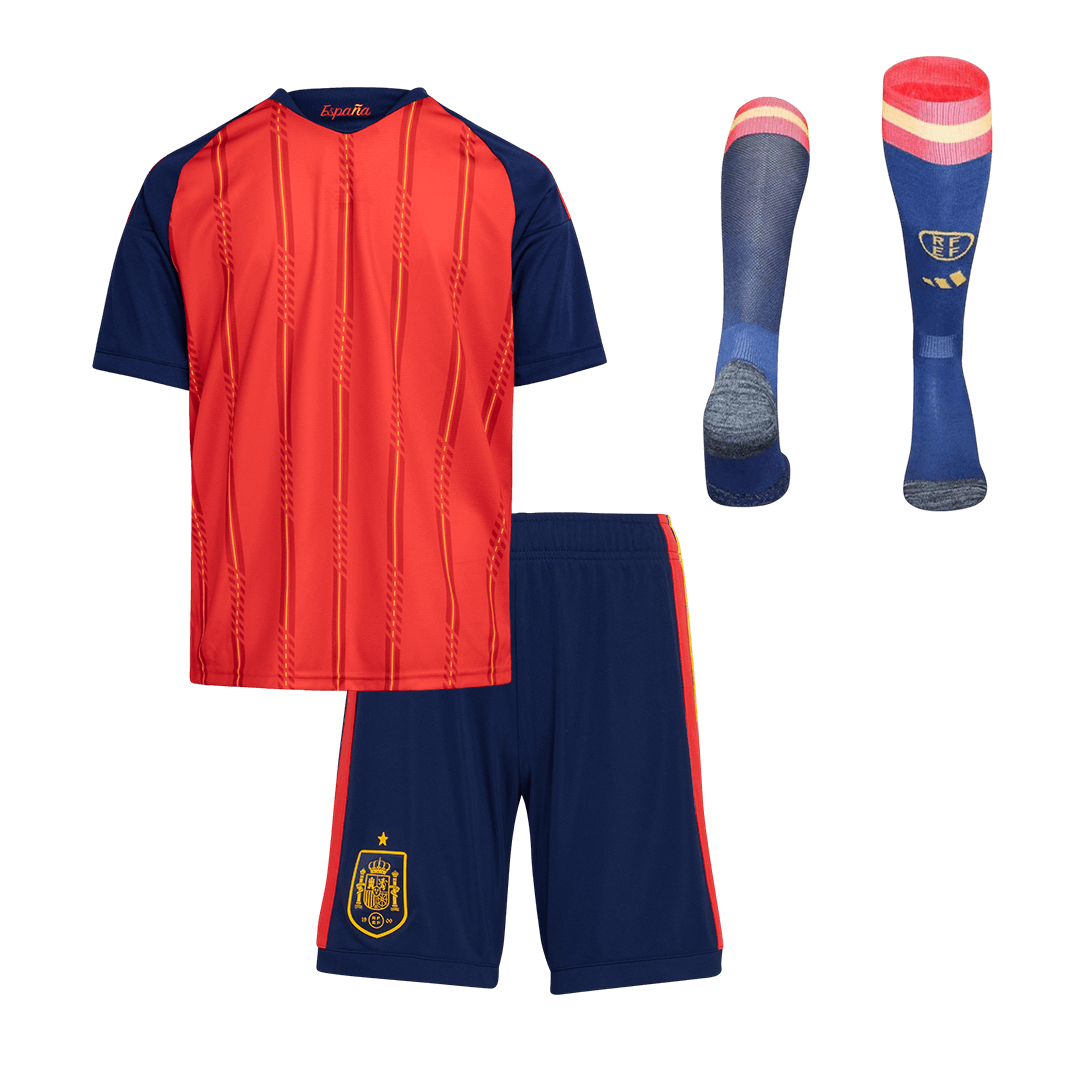 Spain Home World Cup Kids Soccer Jerseys Full Kit 2026 - gogoalshop