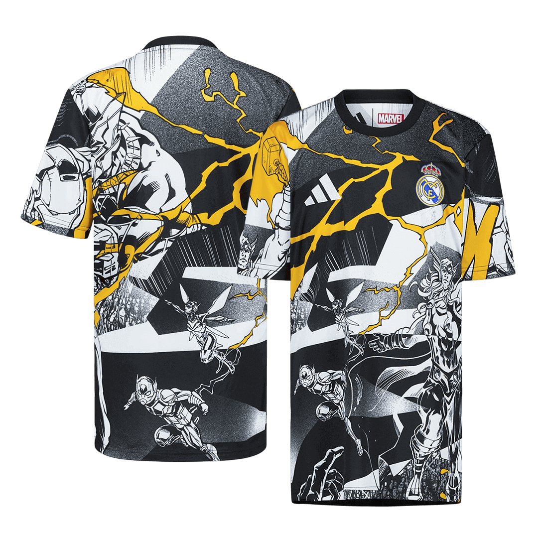 Real Madrid X Marvel Jersey 2025/26 Black&White - gogoalshop