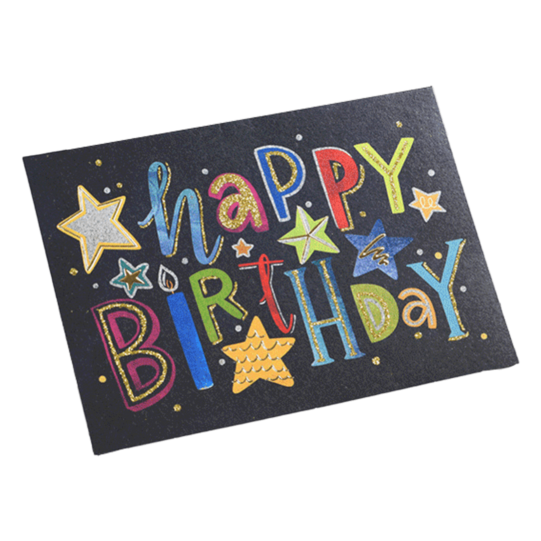 Custom Colorful Star Birthday Card Black - gogoalshop