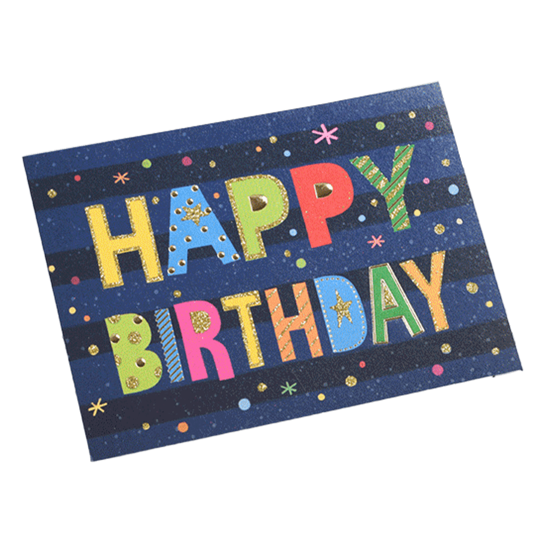 Custom Colored Letters Birthday Card Navy - gogoalshop