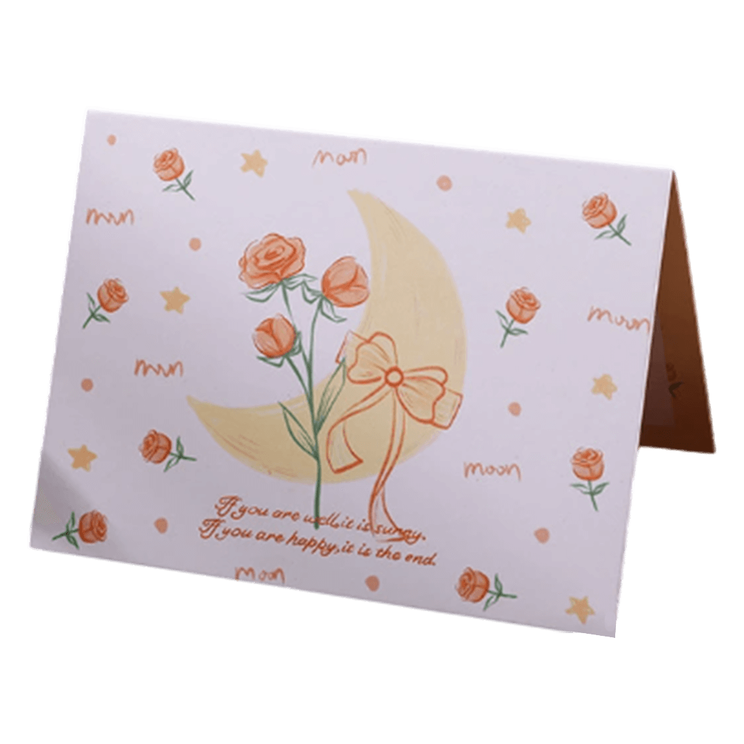 Custom Rose Moon Valentine's Day Card Yellow - gogoalshop