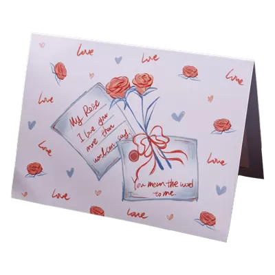 Custom Rose Letter Valentine's Day Card Blue&Pink - gogoalshop