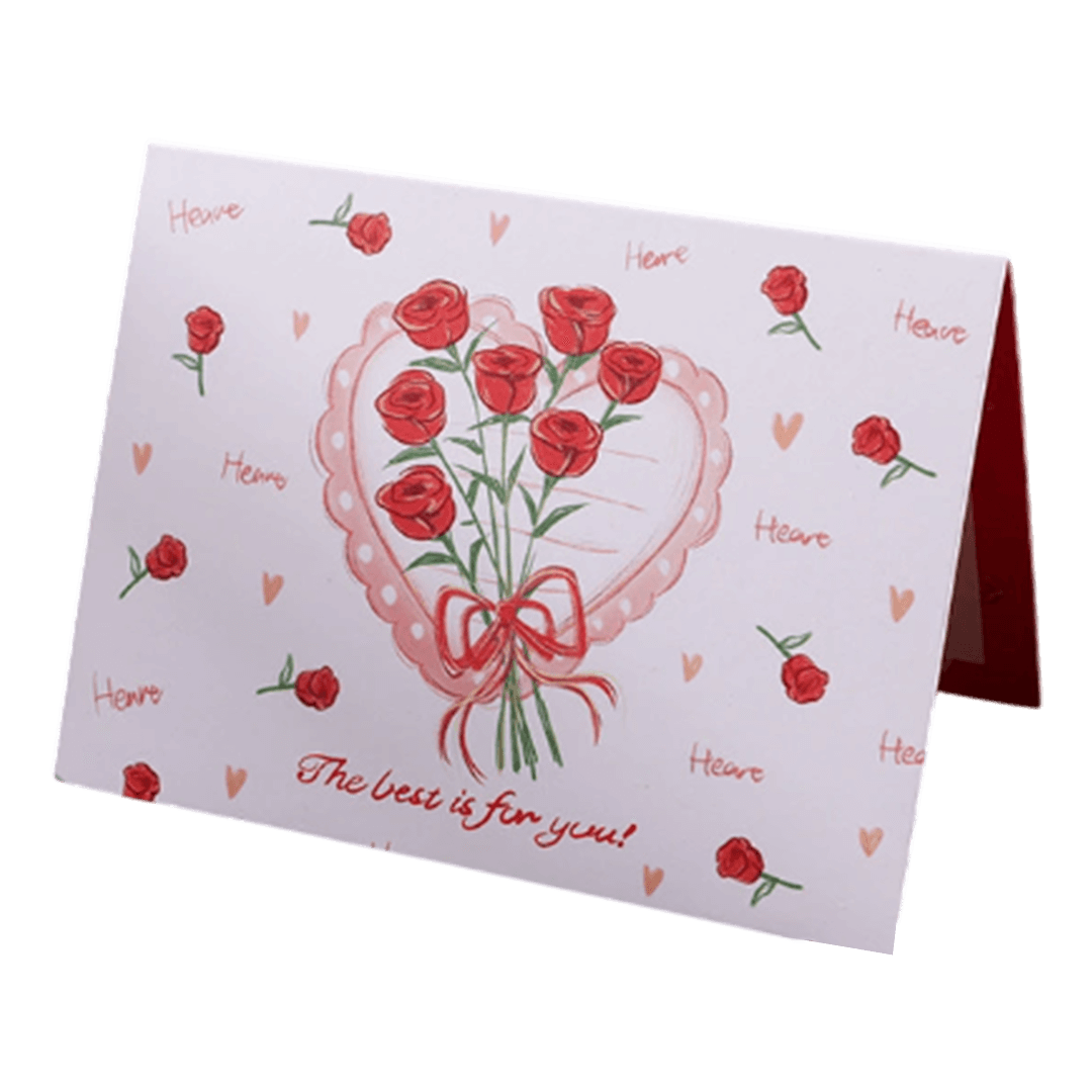Custom Rose Heart Valentine's Day Card Red - gogoalshop