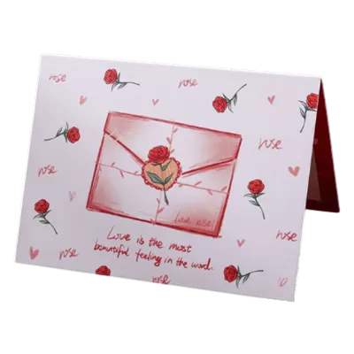 Custom Rose Envelope Valentine's Day Card Red - gogoalshop