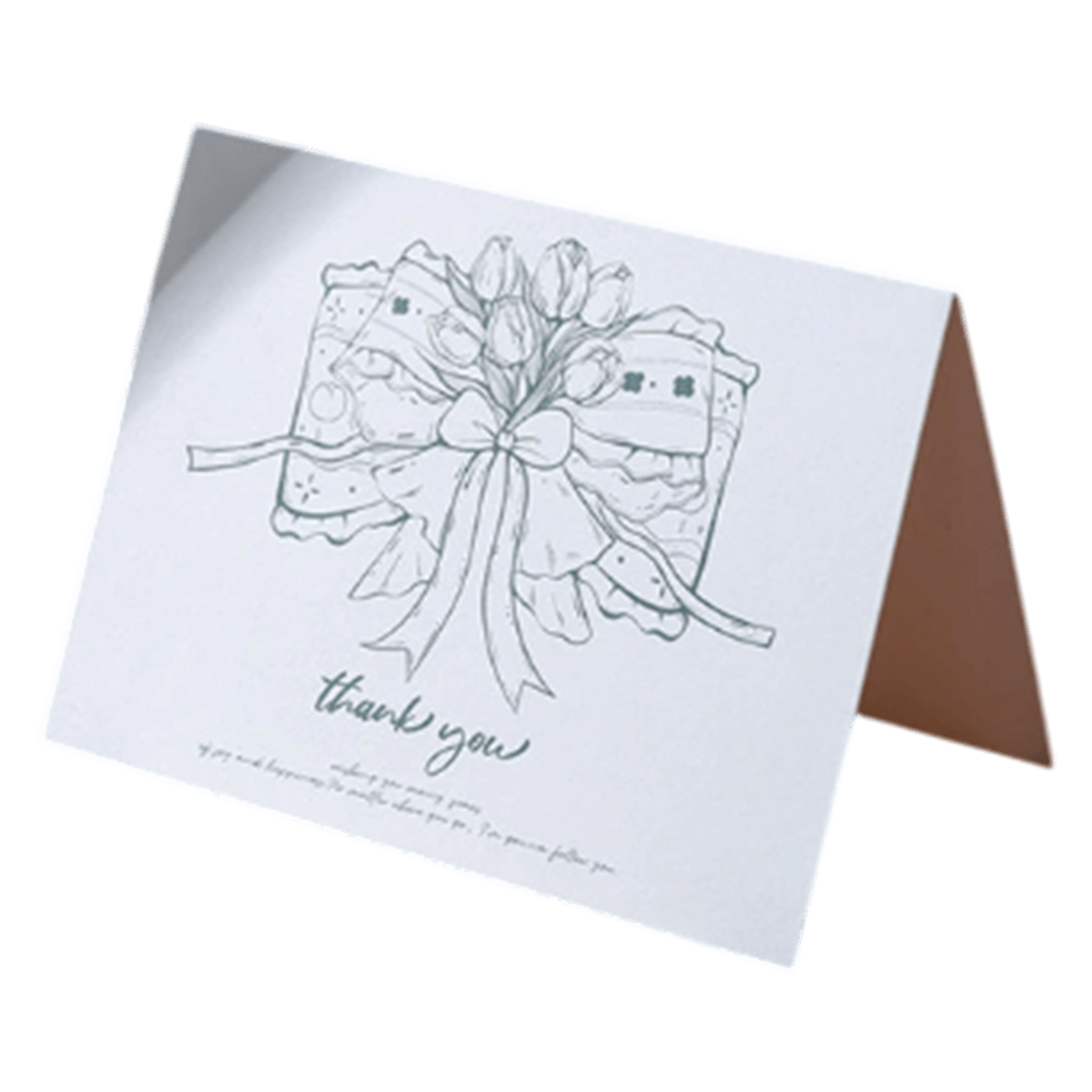 Custom Bow Tulip Thank You Anniversary Card Green - gogoalshop