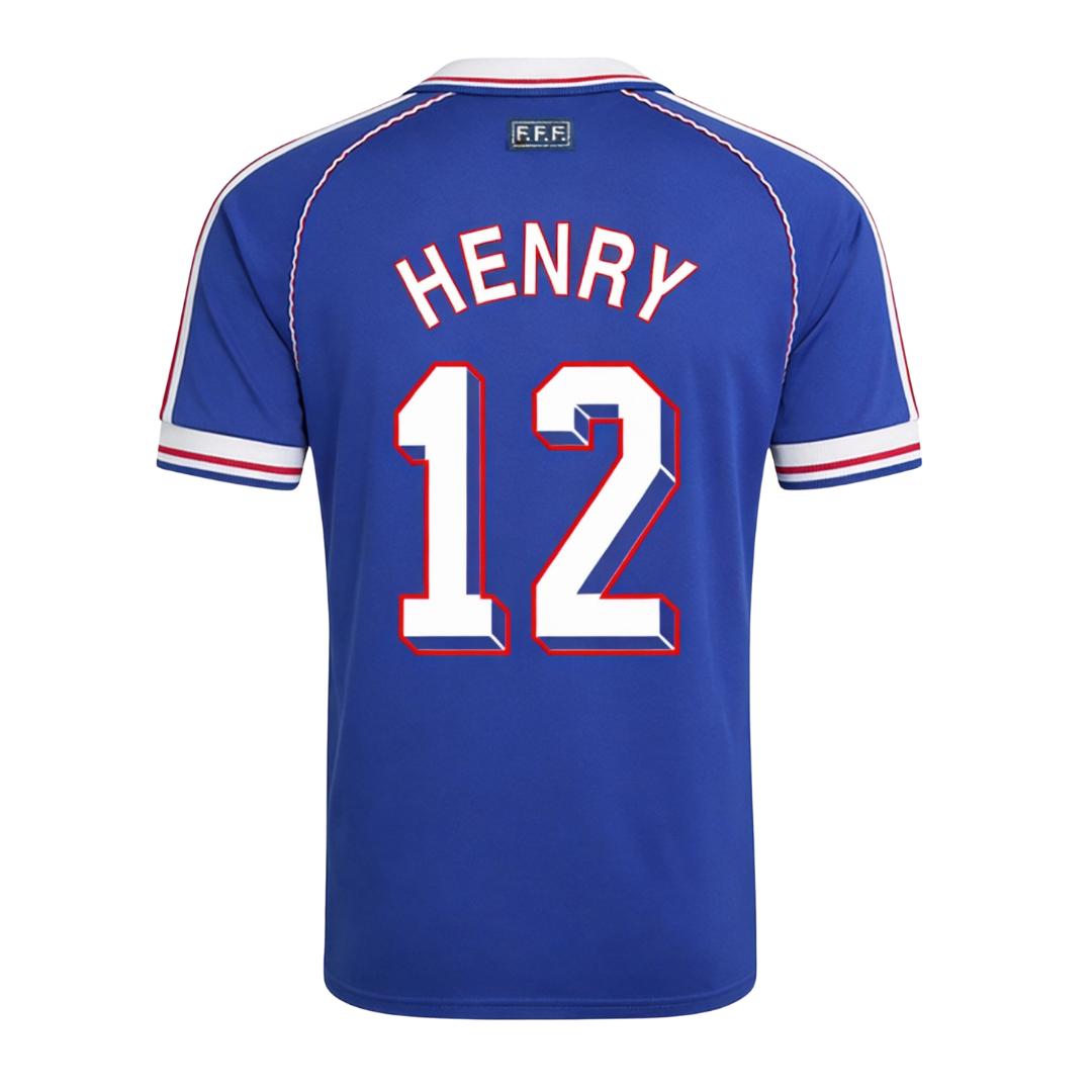 Retro Soccer Jersey HENRY #12 France Home 1998 - gogoalshop