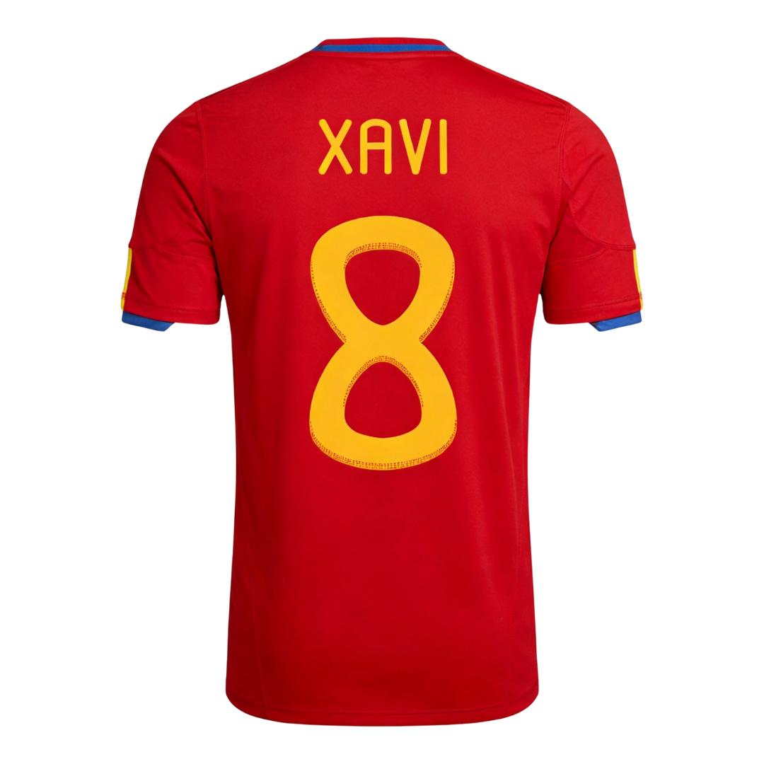 Vintage Soccer Jersey XAVI #8 Spain Home 2010 | Gogoalshop