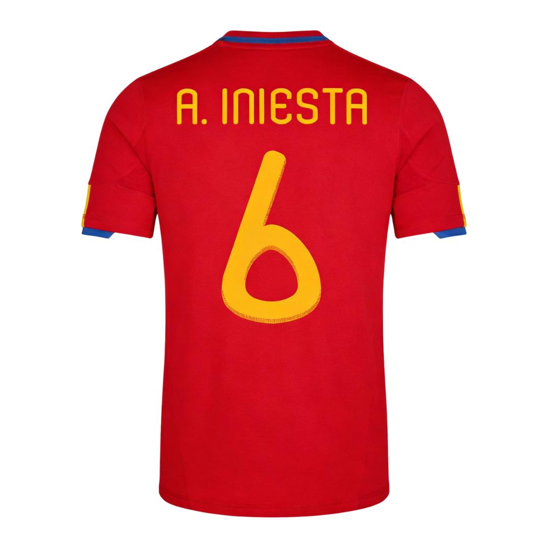 Vintage Soccer Jersey A. INIESTA #6 Spain Home 2010 | Gogoalshop